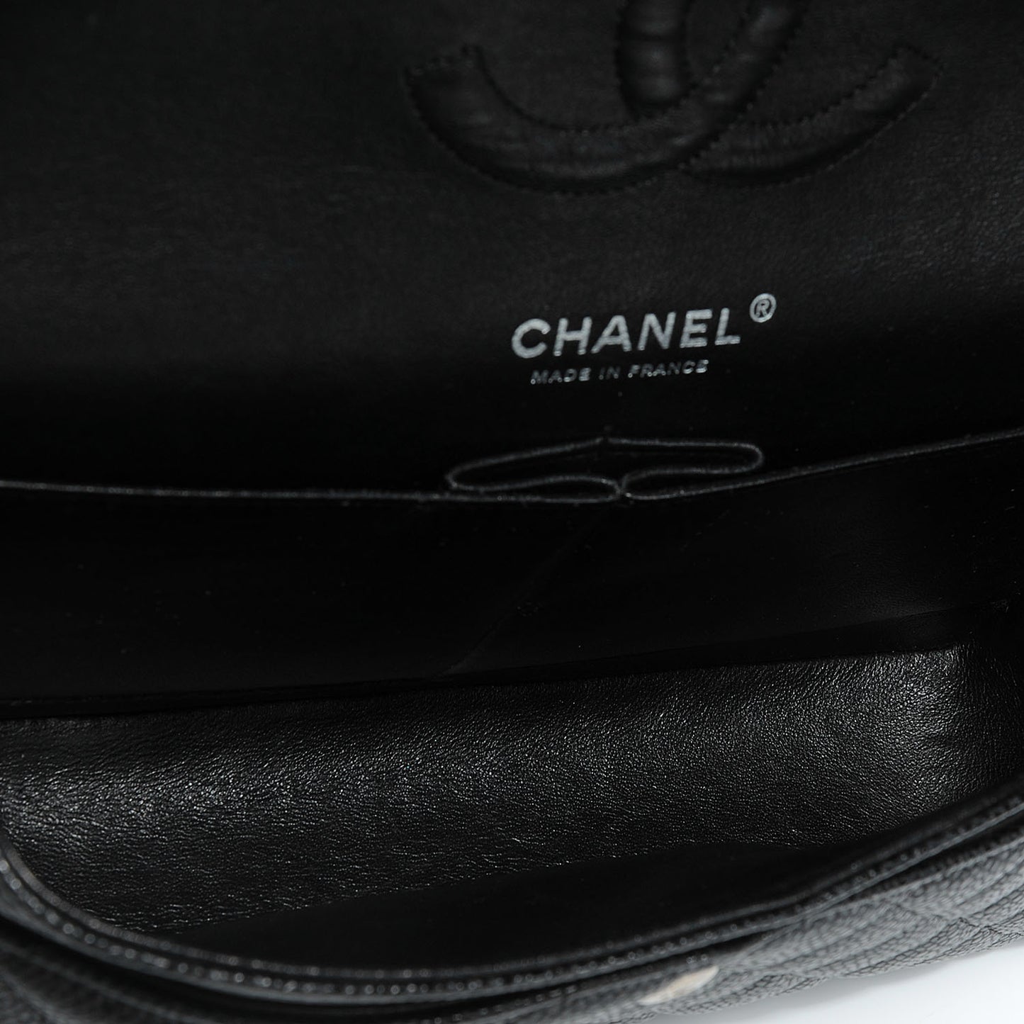 Caviar Quilted Medium Double Flap Black