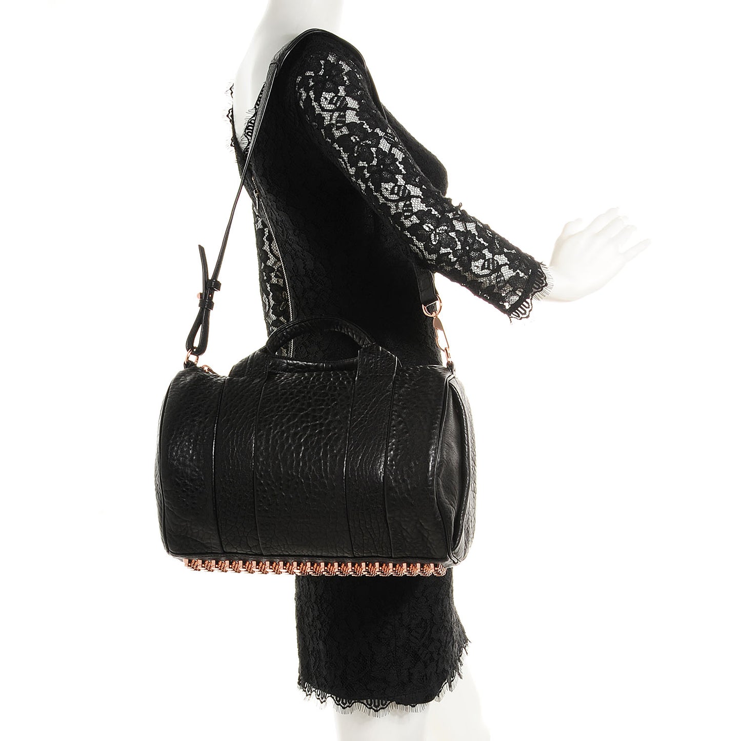 Pebbled Lambskin Rocco Black with Rose Gold Hardware