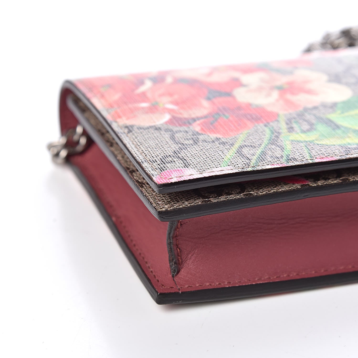 Gucci GG Supreme Monogram Blooms Chain Wallet Beige Multicolor Dry Rose 8 of 10