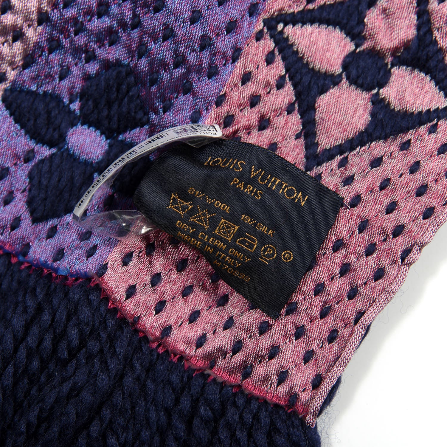 Louis Vuitton Wool Silk Rainbow Logomania Scarf Navy 3 of 3