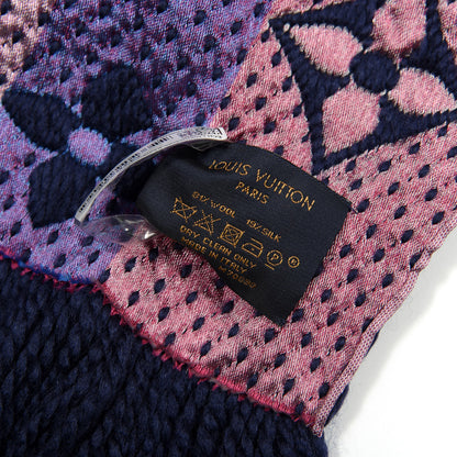Louis Vuitton Wool Silk Rainbow Logomania Scarf Navy 3 of 3