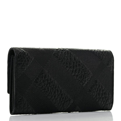 Burberry Signature Grain Calfskin Check Embossed Porter Continental Wallet Black 8 of 8