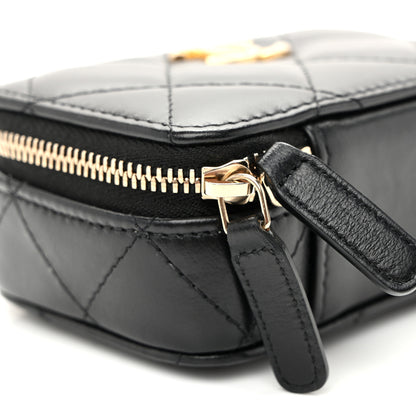 Chanel Lambskin Quilted Mini Lacquered Chain Clutch Black 9 of 10