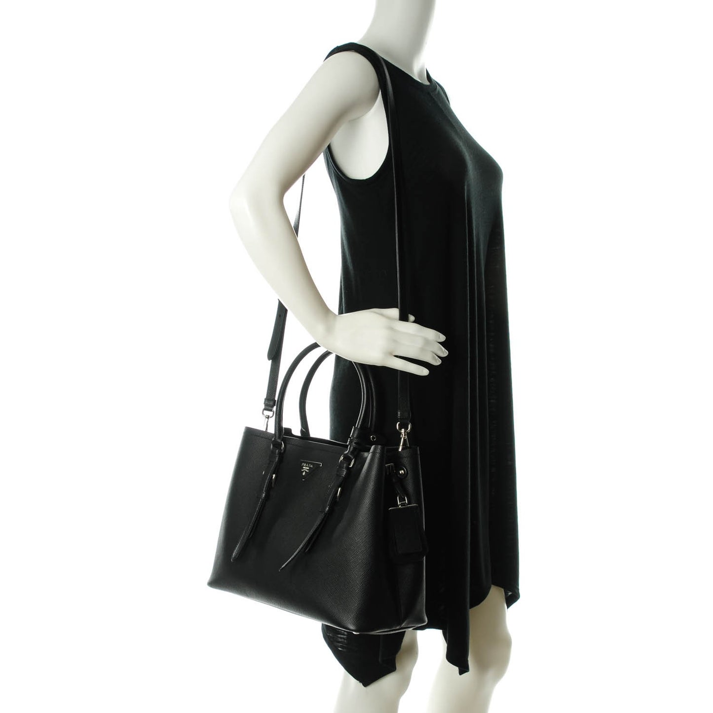 Saffiano Cuir Double Handle Tote Black