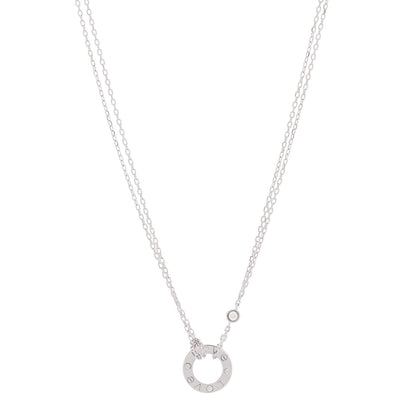 Cartier 18K White Gold 2 Diamond LOVE Necklace 1 of 6
