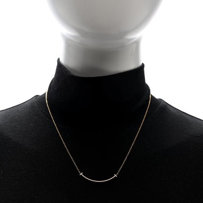 Tiffany 18K Rose Gold Diamond Small T Smile Pendant Necklace 2 of 5