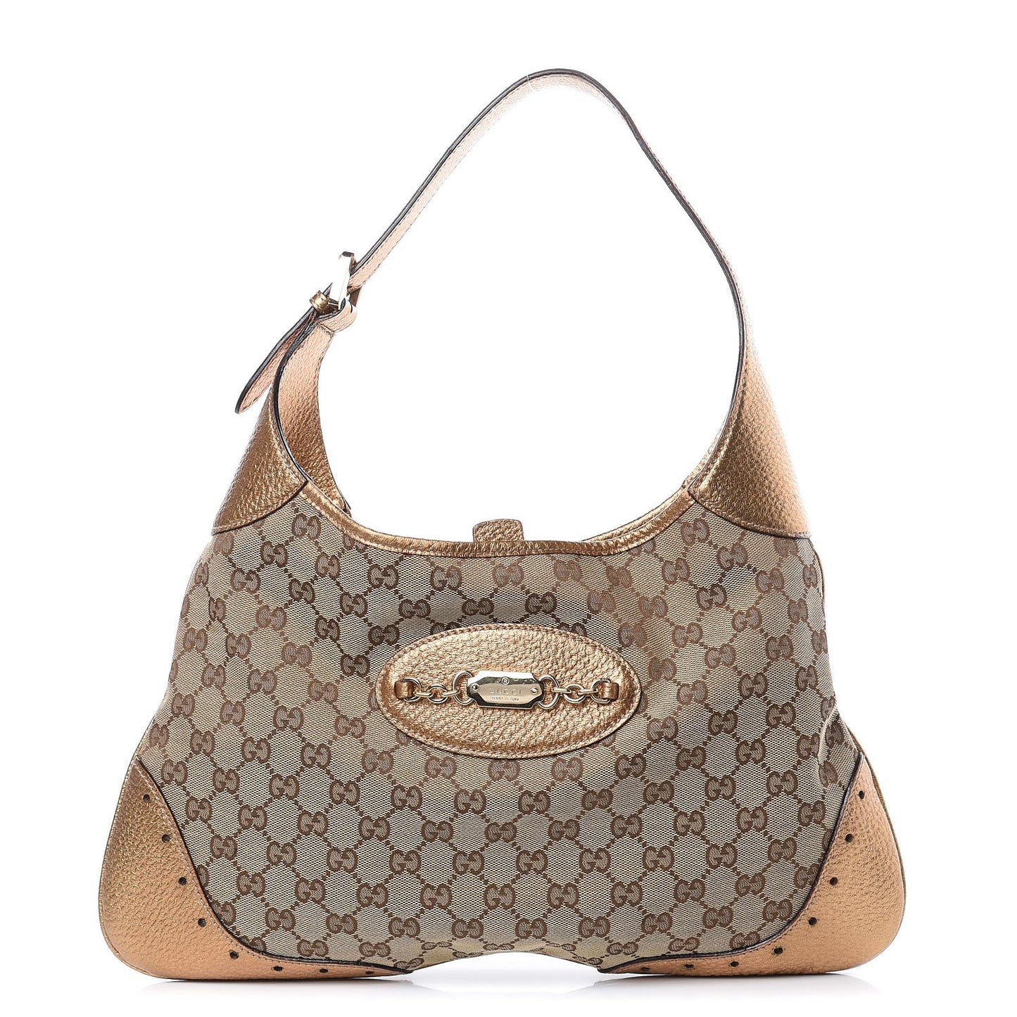 Monogram Punch Hobo Gold