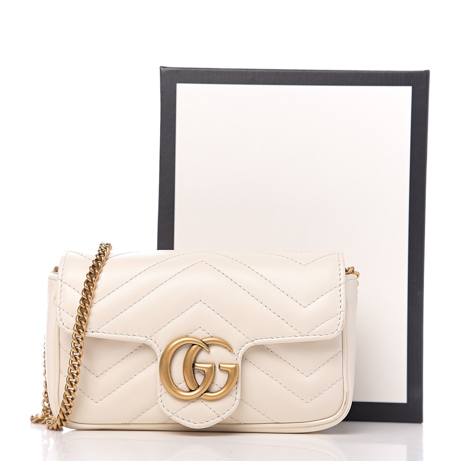 Gucci Calfskin Matelasse Super Mini GG Marmont Shoulder Bag White 11 of 11