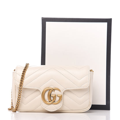 Gucci Calfskin Matelasse Super Mini GG Marmont Shoulder Bag White 11 of 11