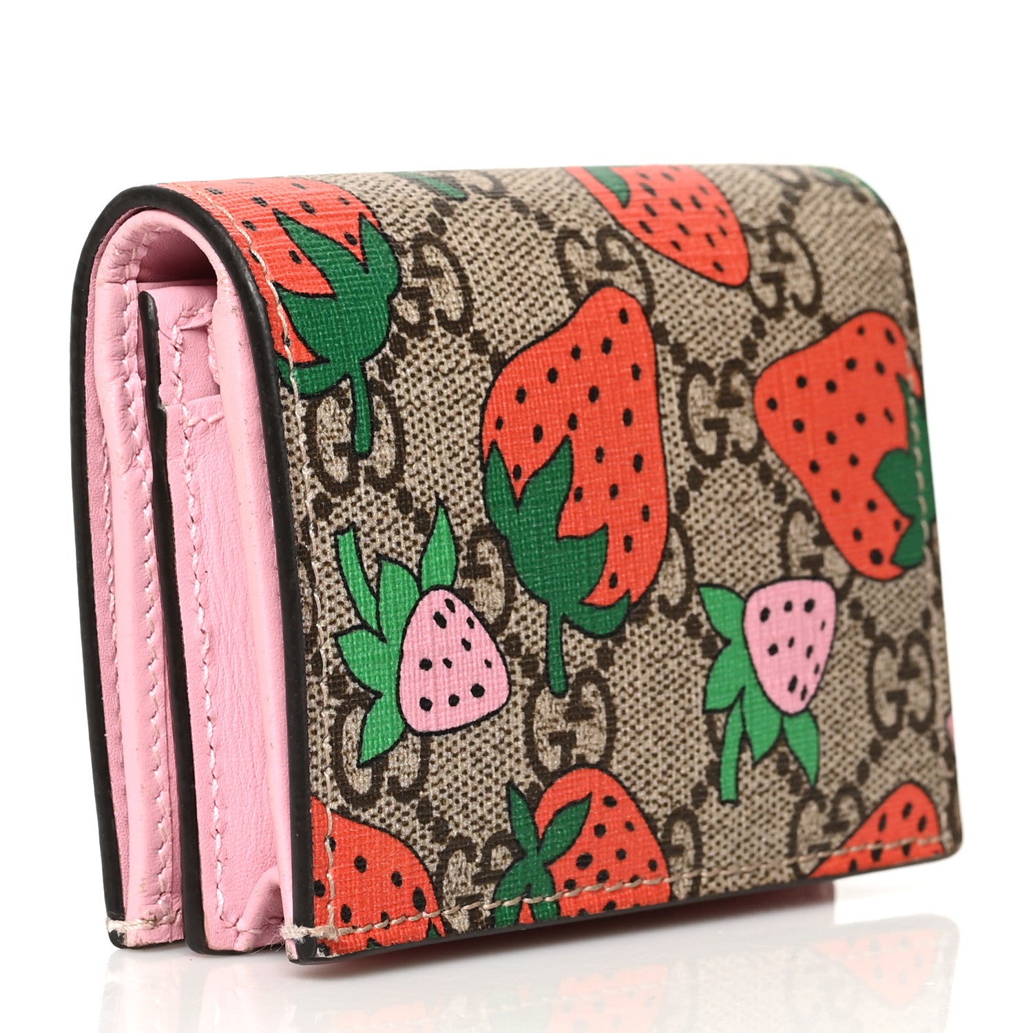 Gucci GG Supreme Monogram Strawberry Card Case 3 of 8