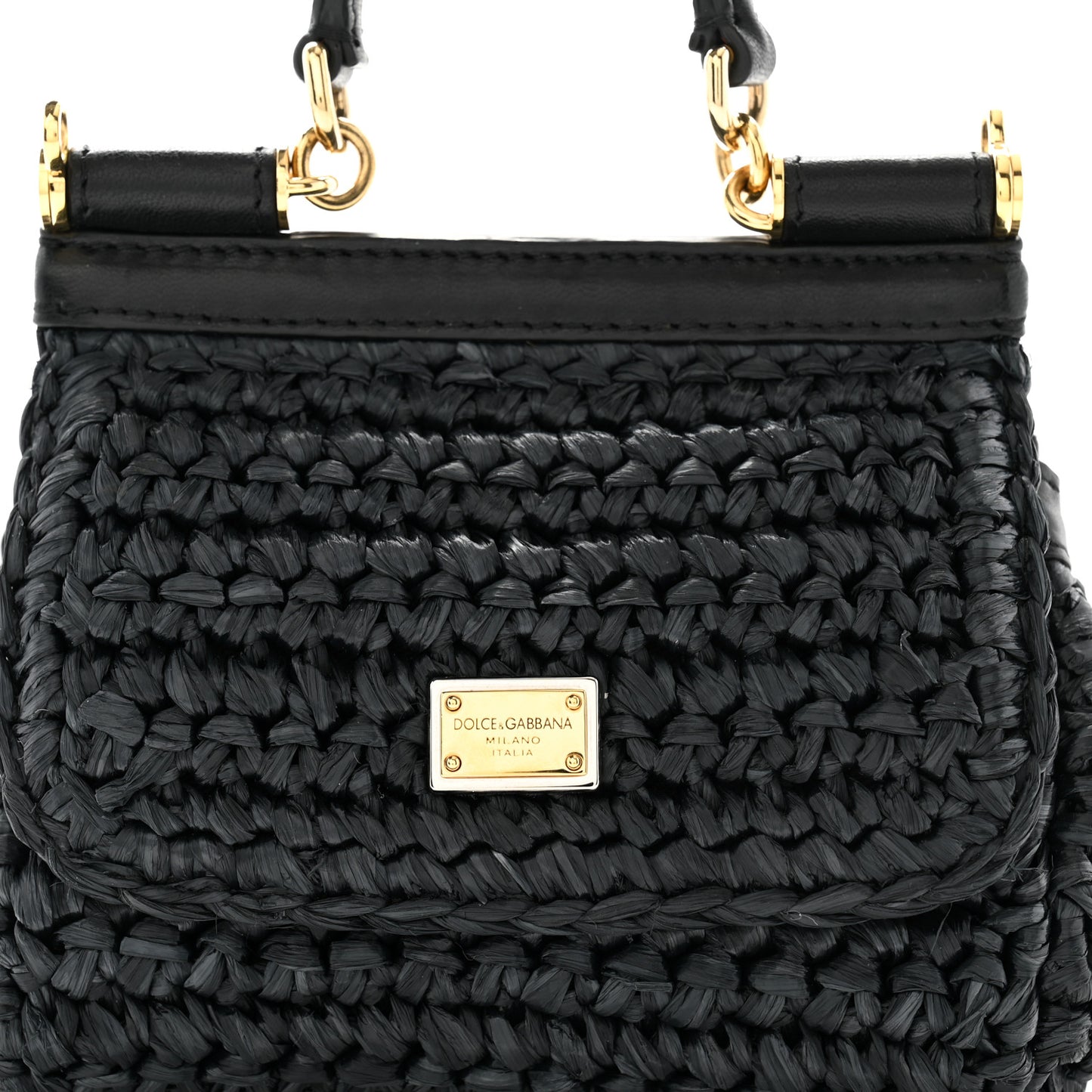 Raffia Crochet Micro Miss Sicily Satchel Black