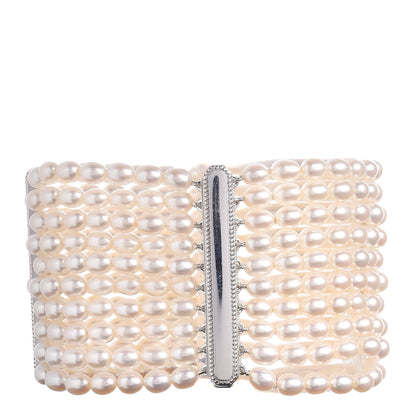Tiffany Sterling Silver Freshwater Pearl 4.5mm Ziegfeld 10 Strand Bracelet 1 of 6