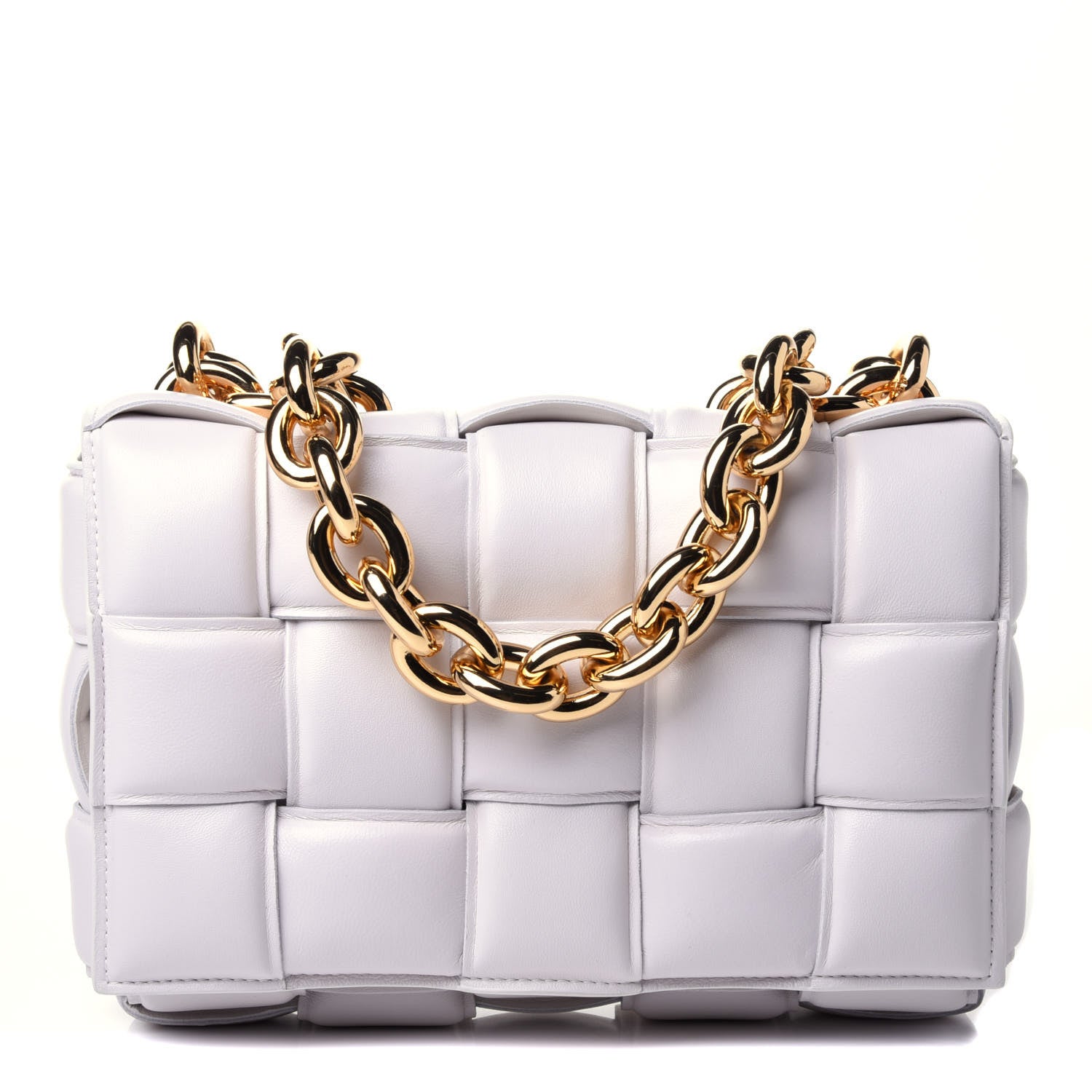 Bottega Veneta Lambskin Maxi Intreccio Padded Chain Cassette Crossbody Bag White 1 of 4