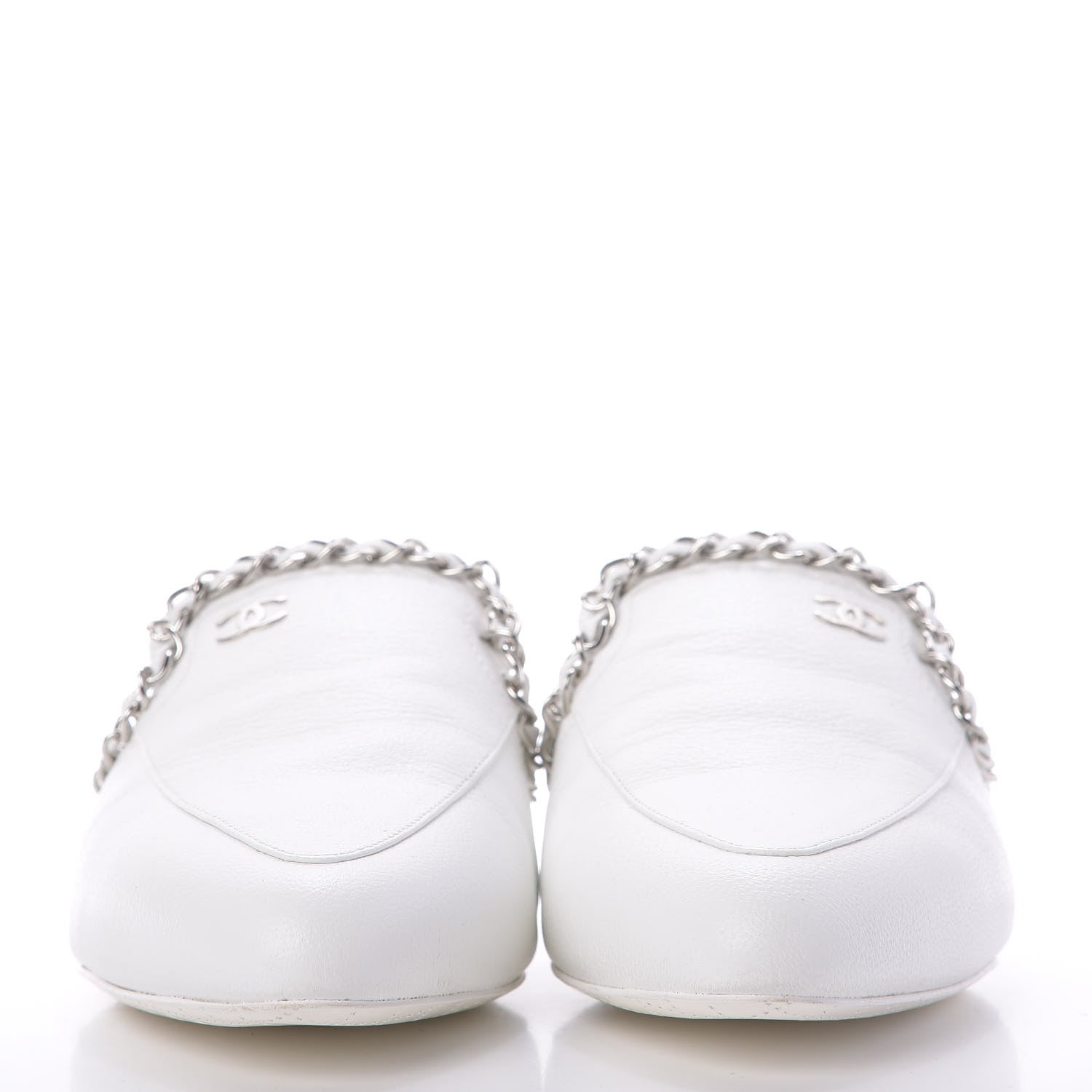 Chanel Goatskin Chain CC Mules 35.5 White 2 of 12