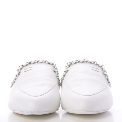 Chanel Goatskin Chain CC Mules 35.5 White 2 of 12
