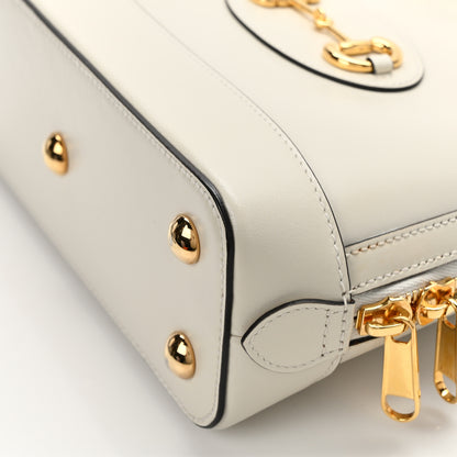 Gucci Boarded Plutone Calfskin Small Horsebit 1955 Top Handle Bag Mystic White 12 of 12