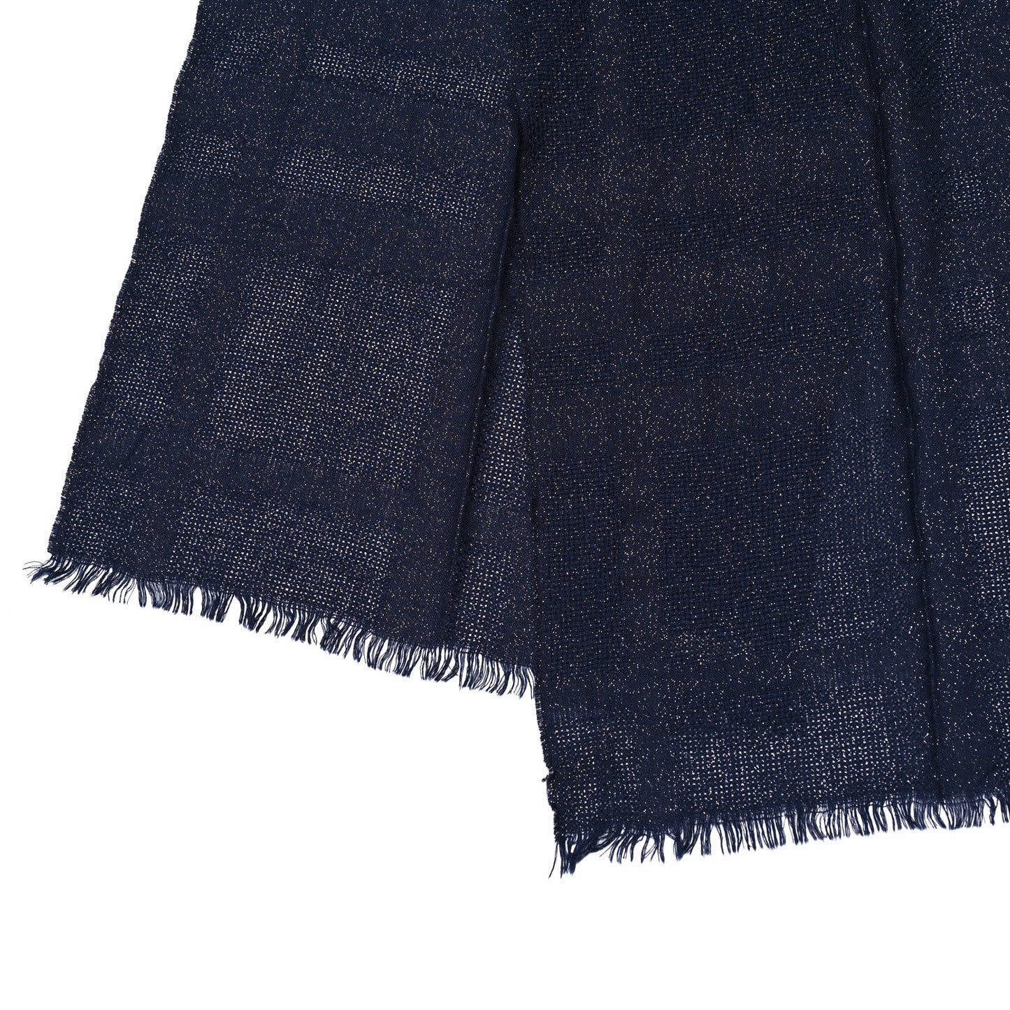 Cashmere Rayon Polyester Check Fringe Scarf Blue