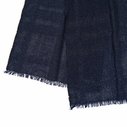 Burberry Cashmere Rayon Polyester Check Fringe Scarf Blue 5 of 5