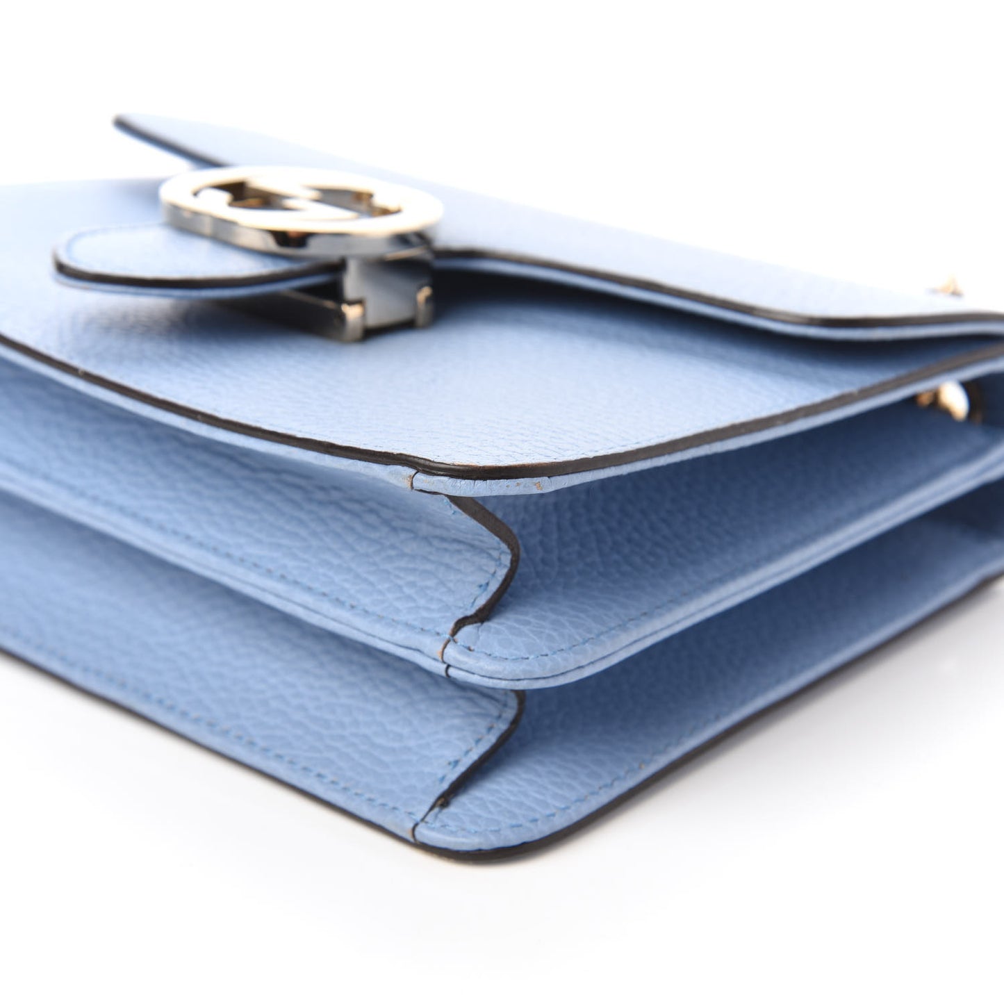 Dollar Calfskin Small Interlocking G Shoulder Bag Mineral Blue