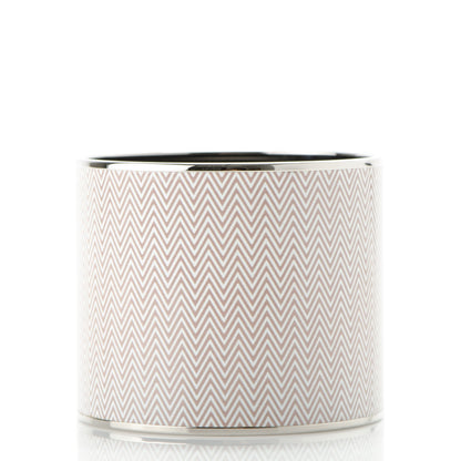 Hermes Enamel Printed Chevron Mega Wide Bracelet 65 White 1 of 5