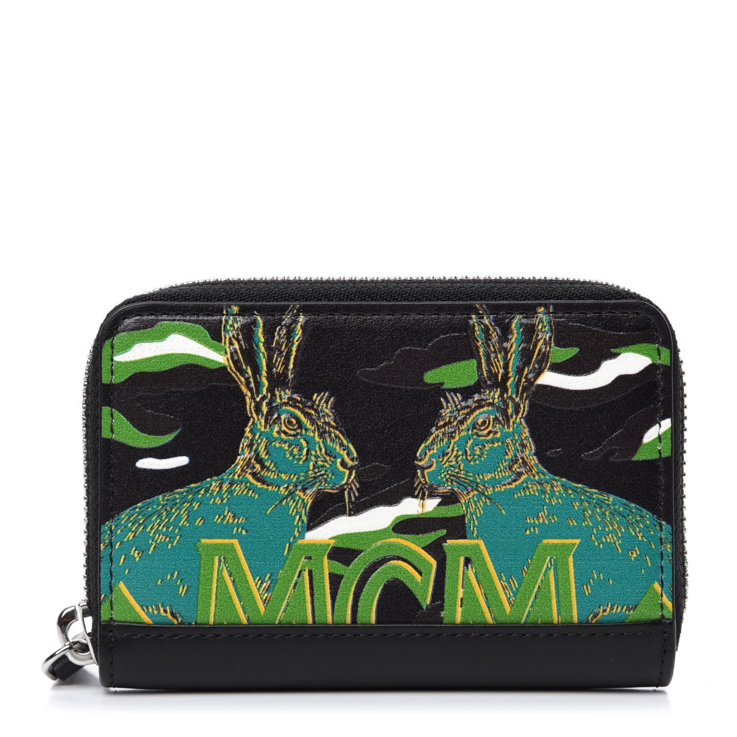 MCM Calfskin Mini Pop Rabbit Zipped Card Wallet Black 1 of 9