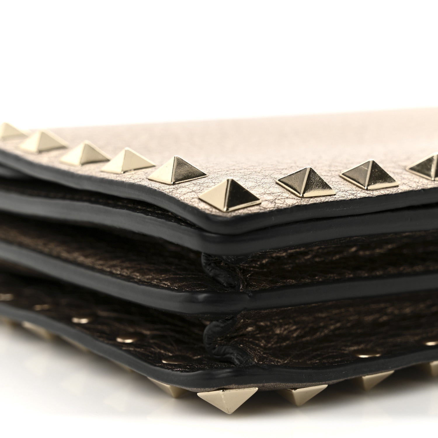 Valentino Garavani Metallic Pebbled Calfskin Rockstud Wallet on Chain Sasso 7 of 8