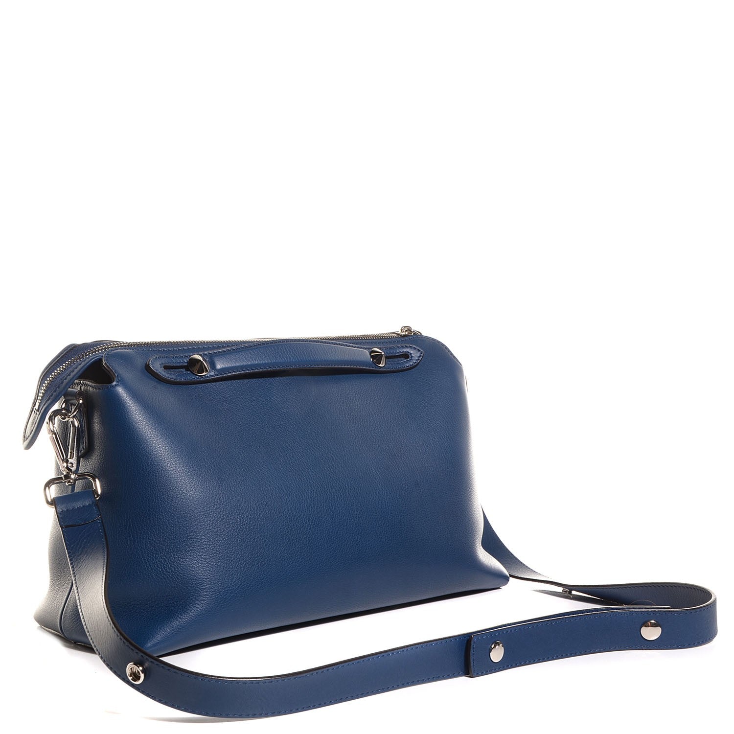Fendi Vitello Dolce Marmol Large By The Way Boston Bag Blue 3 of 11