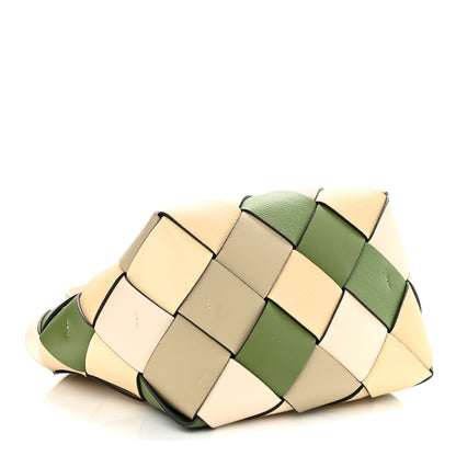 Loewe Calfskin Woven Small The Surplus Collection Basket Bag Avocado Ivory 3 of 9