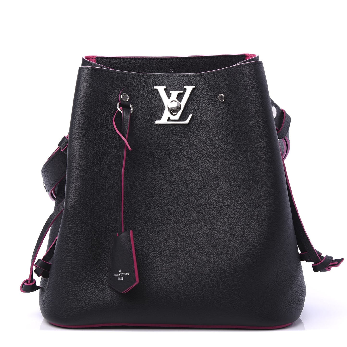 Calfskin Lockme Bucket Black