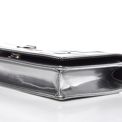 Christian Dior Metallic Patent Micro-Cannage Diorama Wallet on Chain Pouch Silver 8 of 9