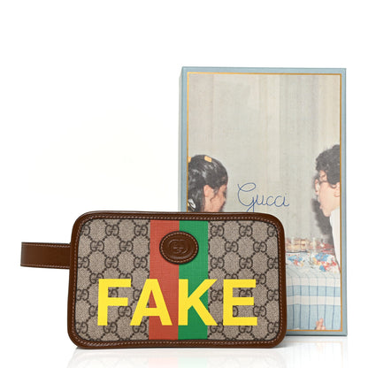 Gucci GG Supreme Monogram Azalea Calfskin Fake/Not Retro Interlocking G Cosmetic Case Beige Ebony Brown Sugar 10 of 10