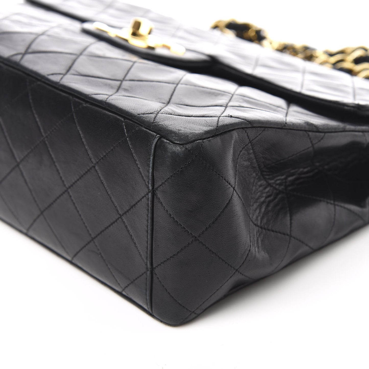Lambskin Quilted XL Jumbo Single Flap Black