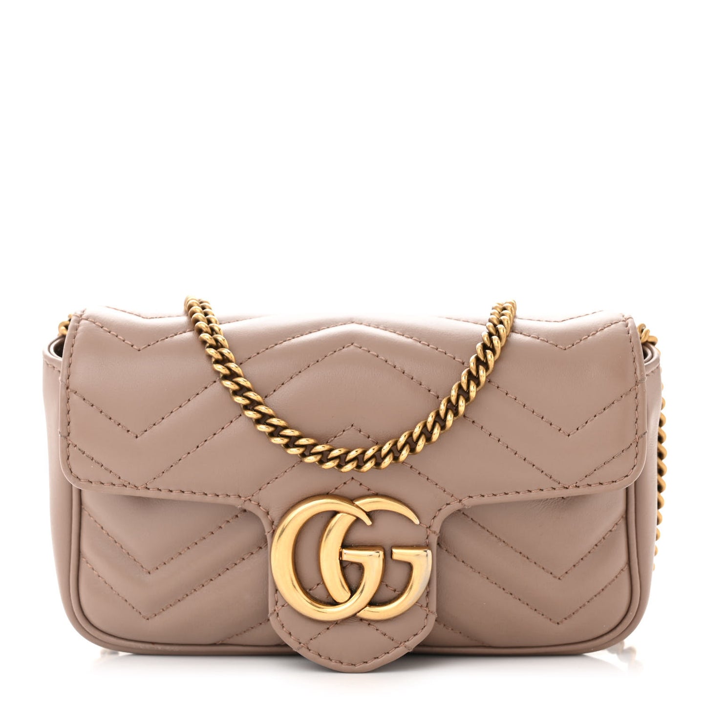 Calfskin Matelasse Super Mini GG Marmont Shoulder Bag Porcelain Rose