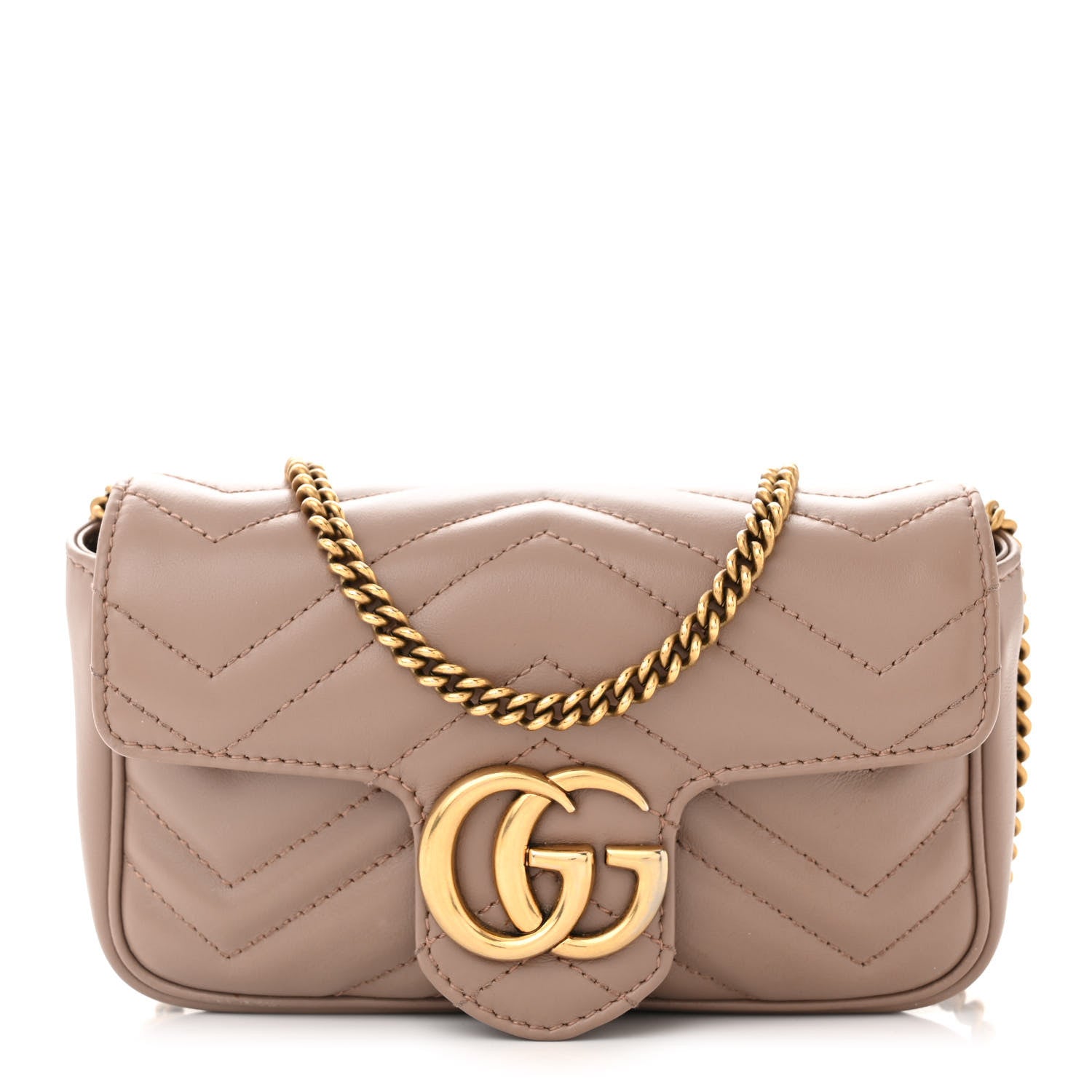 Gucci Calfskin Matelasse Super Mini GG Marmont Shoulder Bag Porcelain Rose 1 of 11