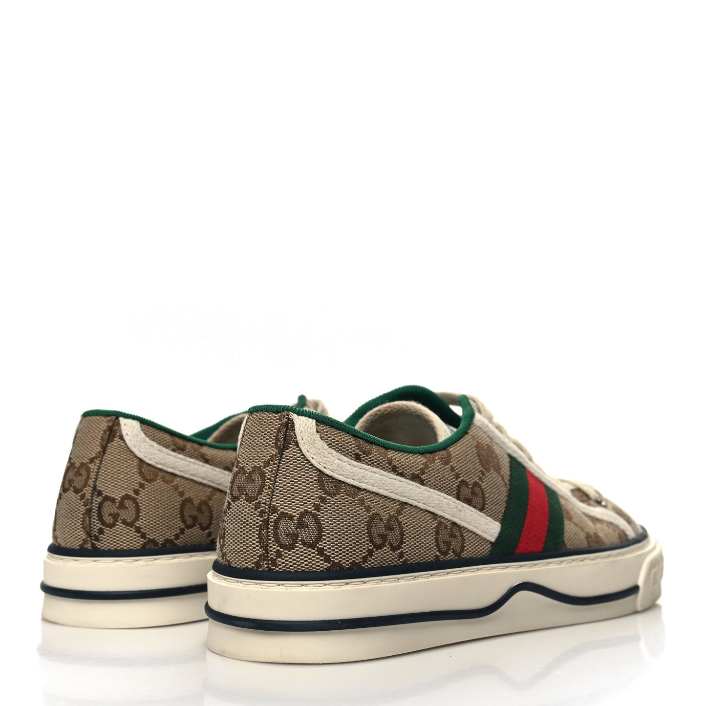 GG Monogram Web Womens 1977 Tennis Sneakers 37 Beige Ebony Mystic White