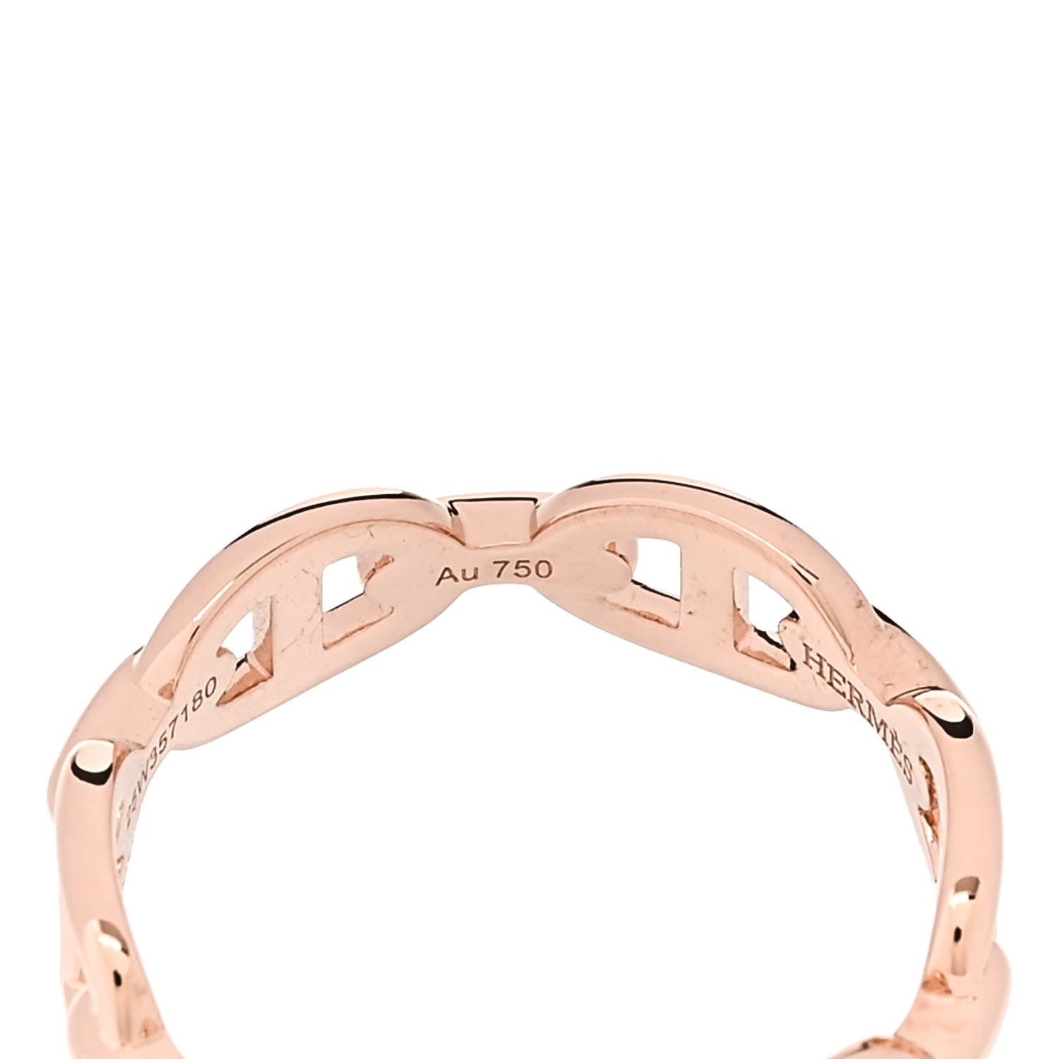 Hermes 18K Rose Gold PM Chaine d'Ancre Enchainee Ring 54 7 8 of 9