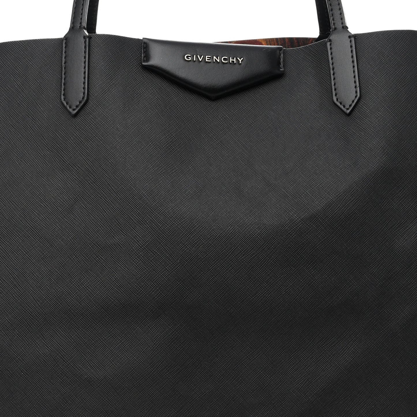 Coated Canvas Peacock Print Small Antigona Tote Black