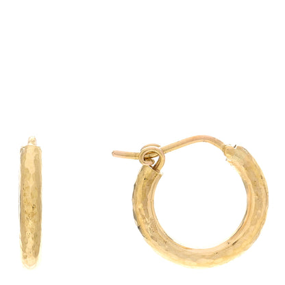 Elizabeth Locke 19K Yellow Gold Baby Hammered Hoop Earrings 1 of 4