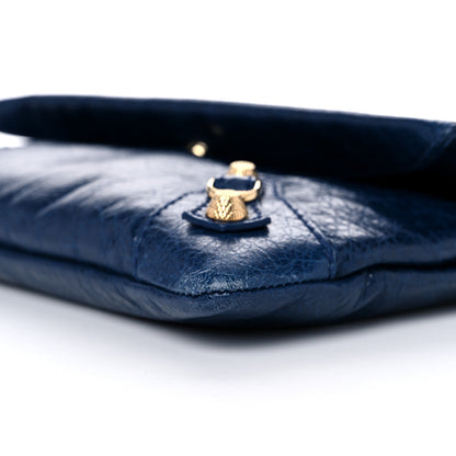 Balenciaga Agneau Giant 12 Gold Hardware Envelope Clutch Bleu Mineral 9 of 16