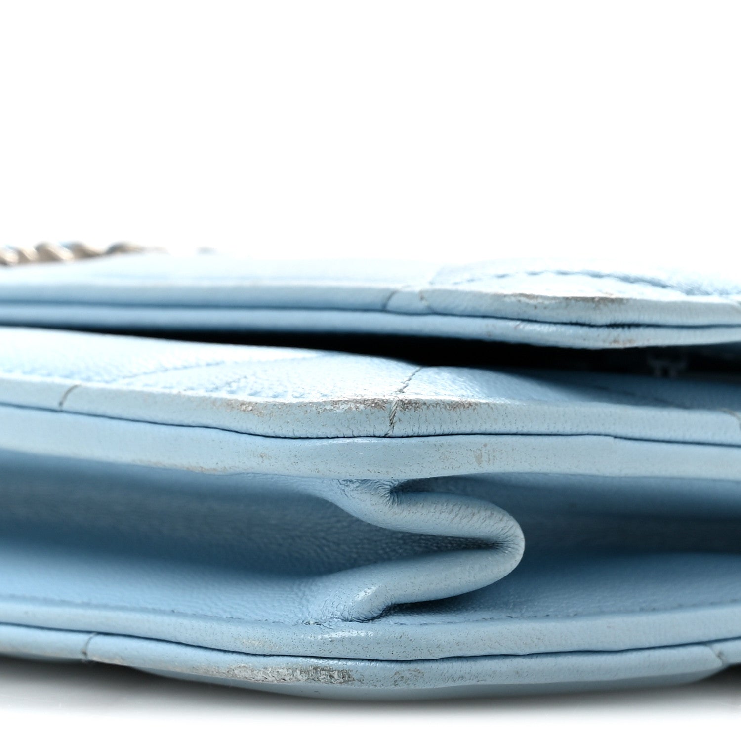 Chanel Lambskin Quilted Chanel 19 Wallet On Chain WOC Light Blue 11 of 15