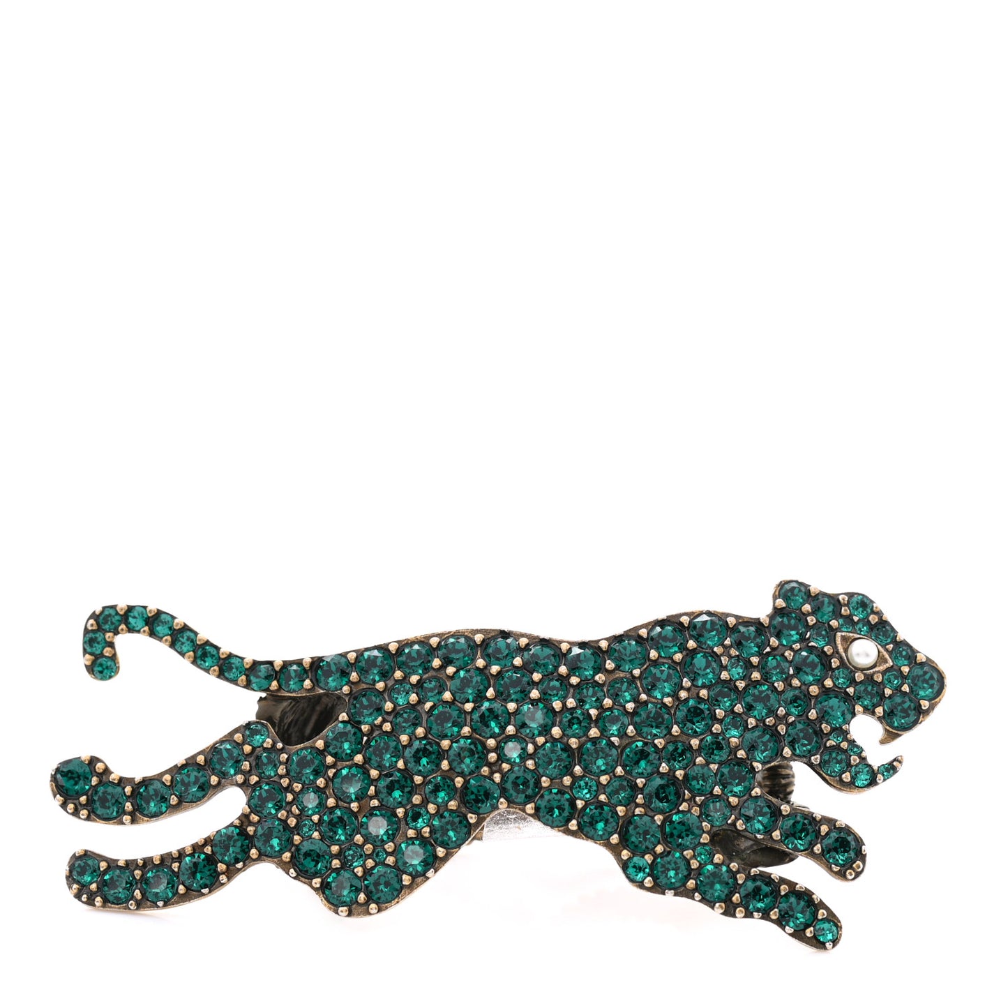 Crystal Tiger Multi-Finger Ring Gold Green