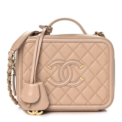 Chanel Caviar Quilted Medium CC Filigree Vanity Case Beige 1 of 10