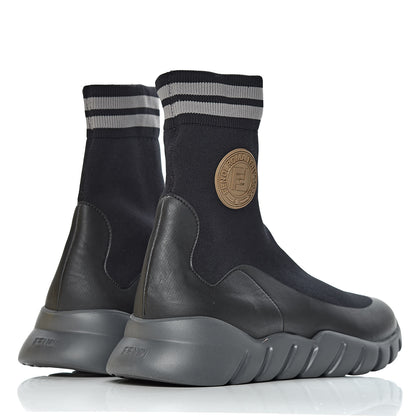 Fendi Jersey Striped Mens High Top Sock Sneakers 9 Black 4 of 9