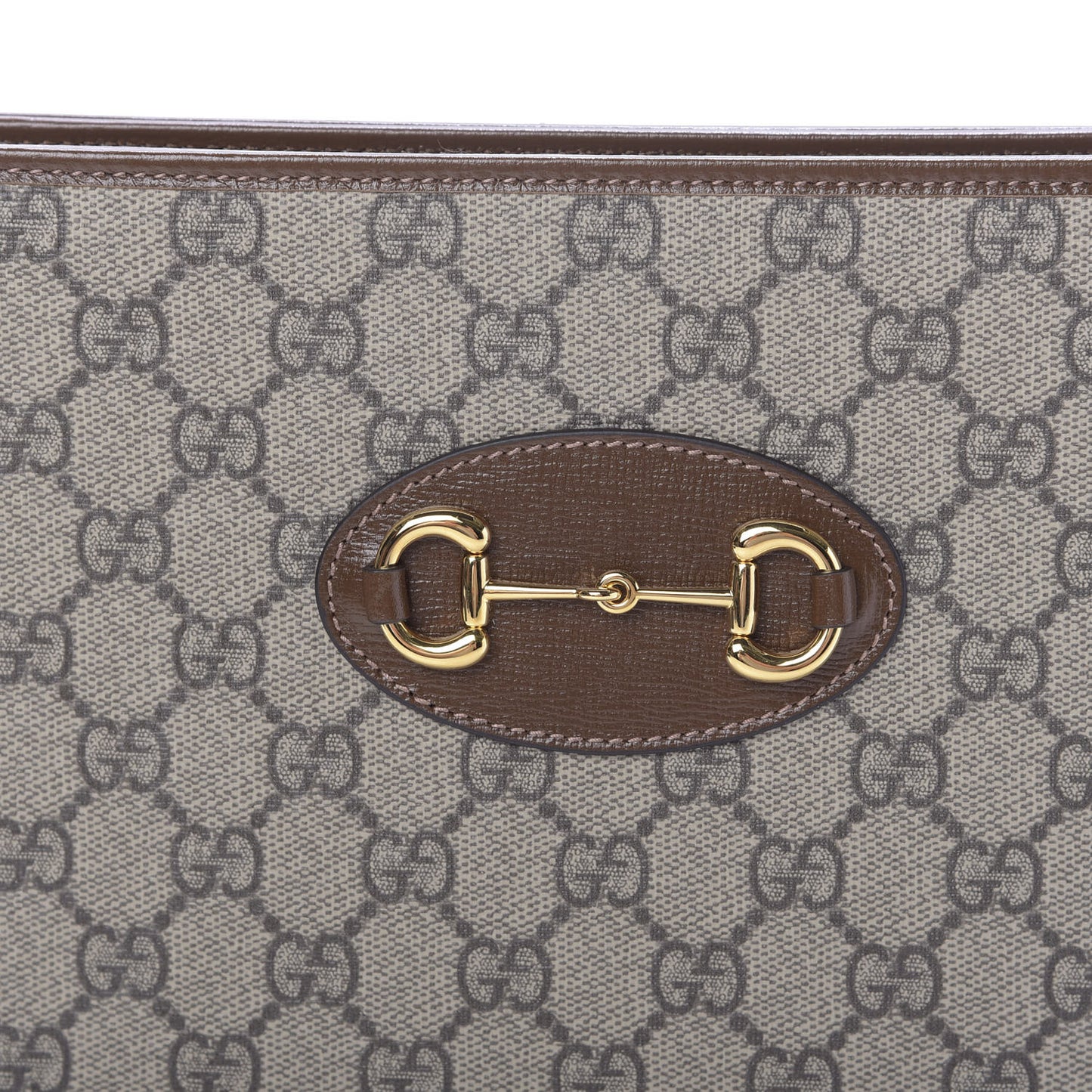 GG Supreme Monogram Horsebit 1955 Zip Pouch Beige Brown Sugar