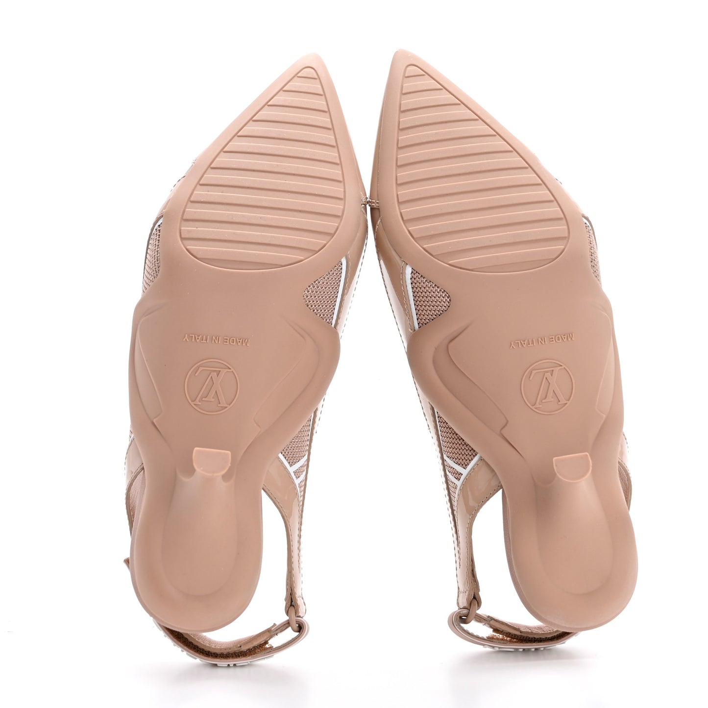 Lambskin Patent Archlight Slingback Pumps 36 Nude