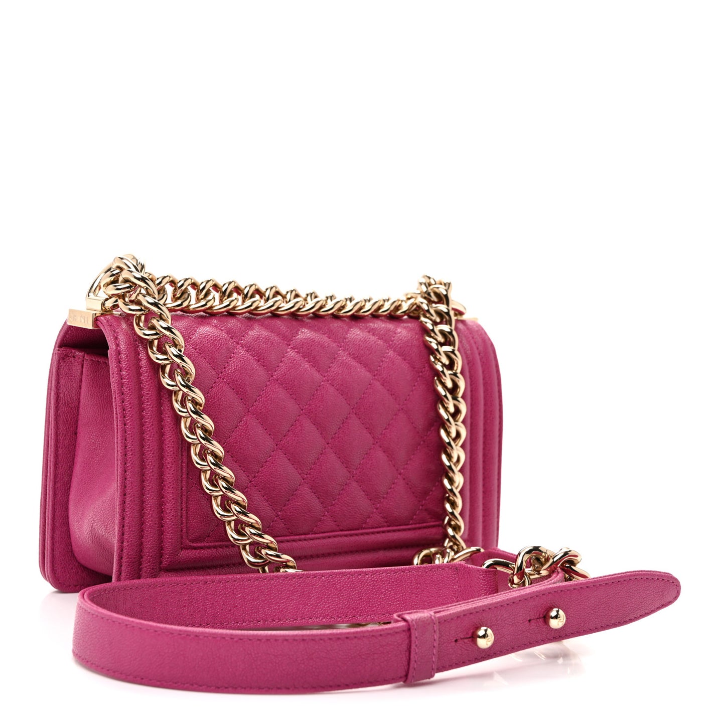 Caviar Quilted Small Boy Flap Dark Pink