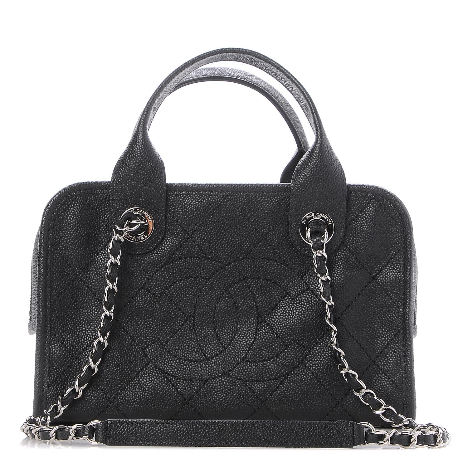 Chanel Caviar Quilted Small Deauville Bowling Bag Black 1 of 9