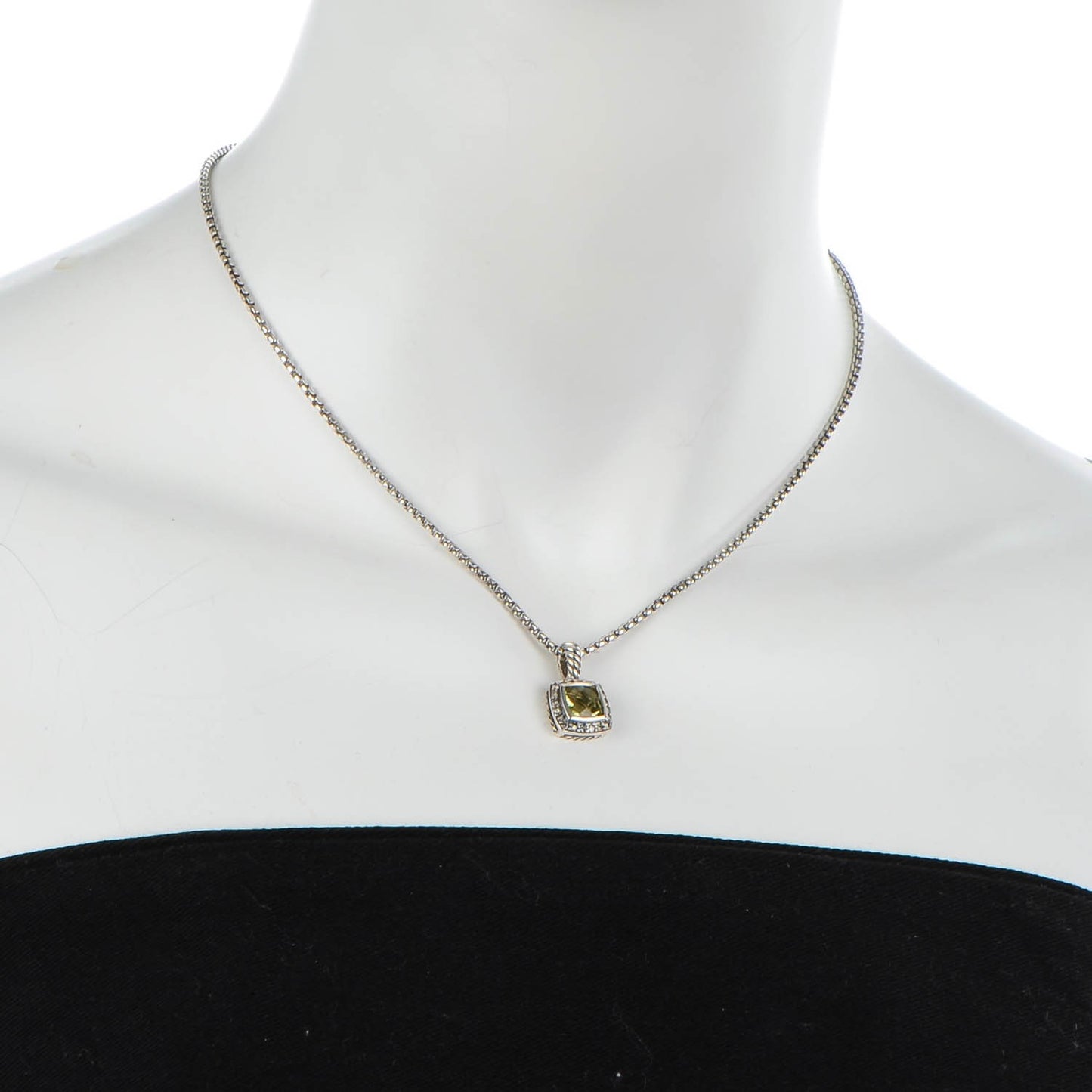 Sterling Silver Pave Diamond Lemon Citrine 7mm Petite Albion Necklace