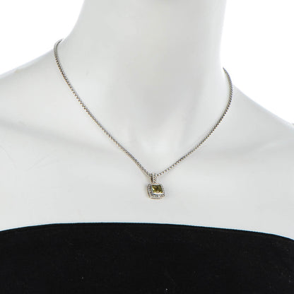 David Yurman Sterling Silver Pave Diamond Lemon Citrine 7mm Petite Albion Necklace 2 of 5