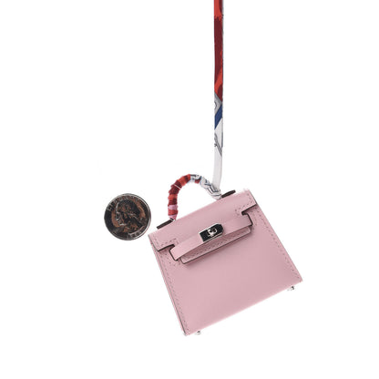 Hermes Tadelakt Mini Kelly Twilly Bag Charm Rose Sakura 10 of 11